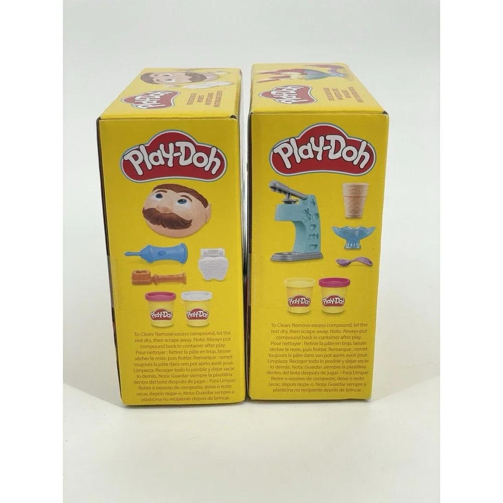 Play Doh Dentist Ice Cream Mini Playset 4 Colors Doctor Drill Lot Of 2 Easter